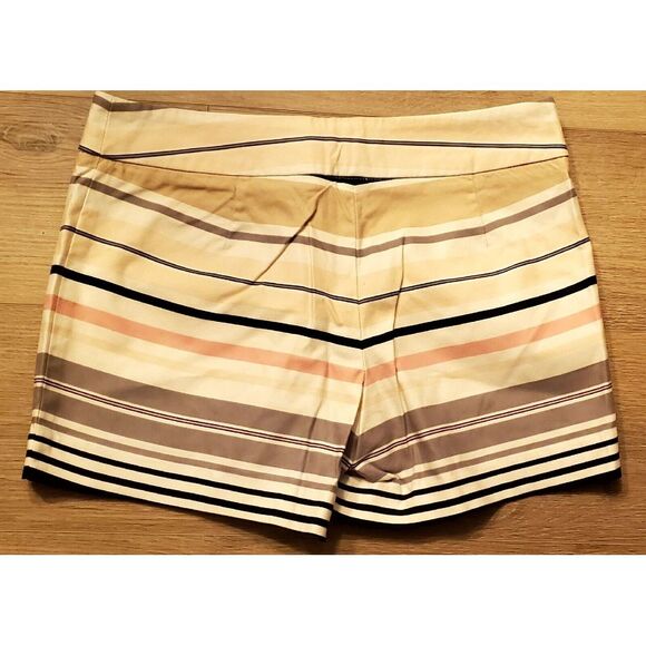 Cynthia Rowley Shorts Striped Chino Short Blush/Taupe/BlackCott/ Spand WOM SZ6 - Picture 1 of 10